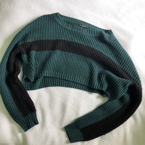 Slouchy cropped knit sweater